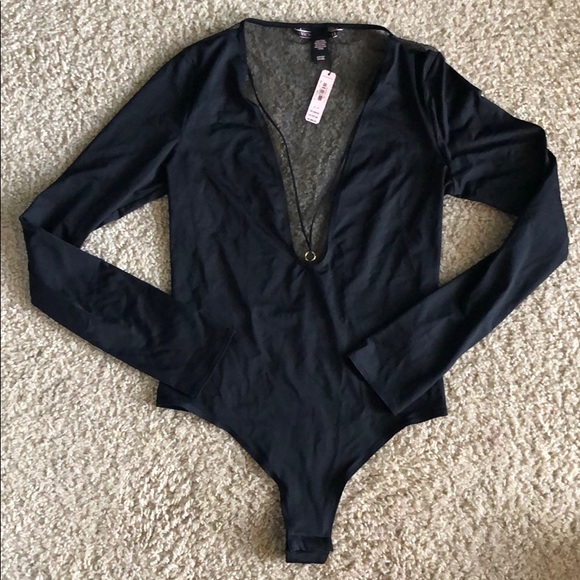 Victoria’s Secret Black Plunge Bodysuit Teddy XS - Picture 2 of 6